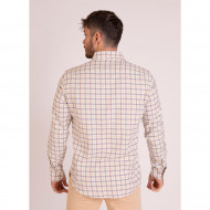 Chemise manches longues à carreaux beige