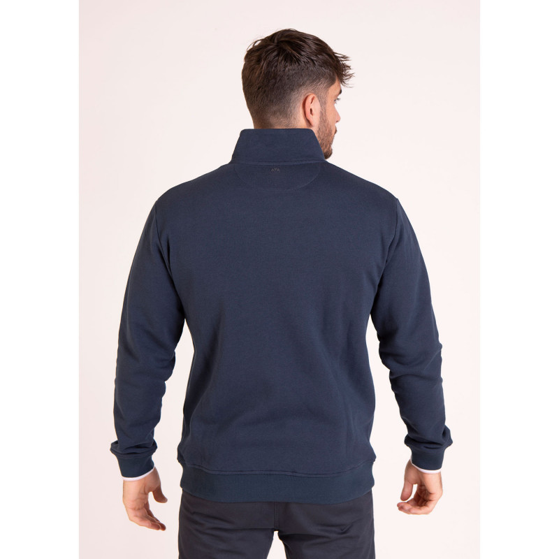 Sweat zippé marine avec broderie