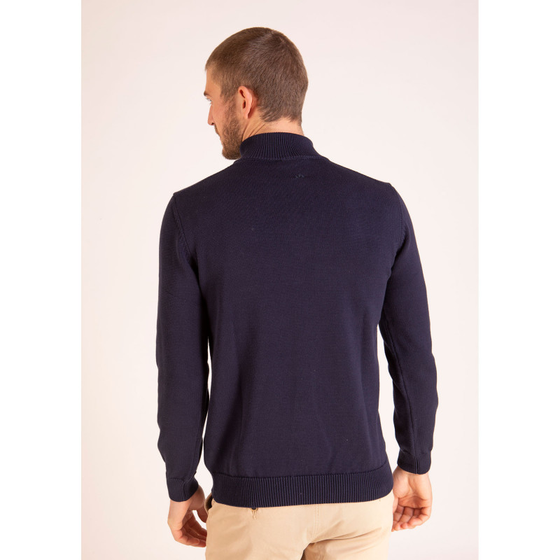 Pull à col montant zippé bleu marine