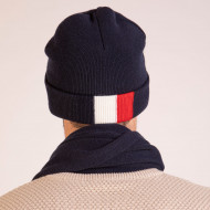 Bonnet bleu marine avec bandes tricolores