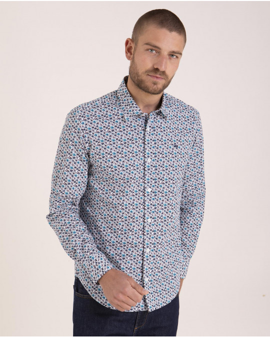 Chemise en popeline imprimée fleuri