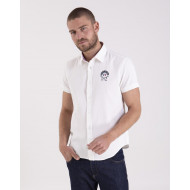Chemise texturée blanche avec broderie