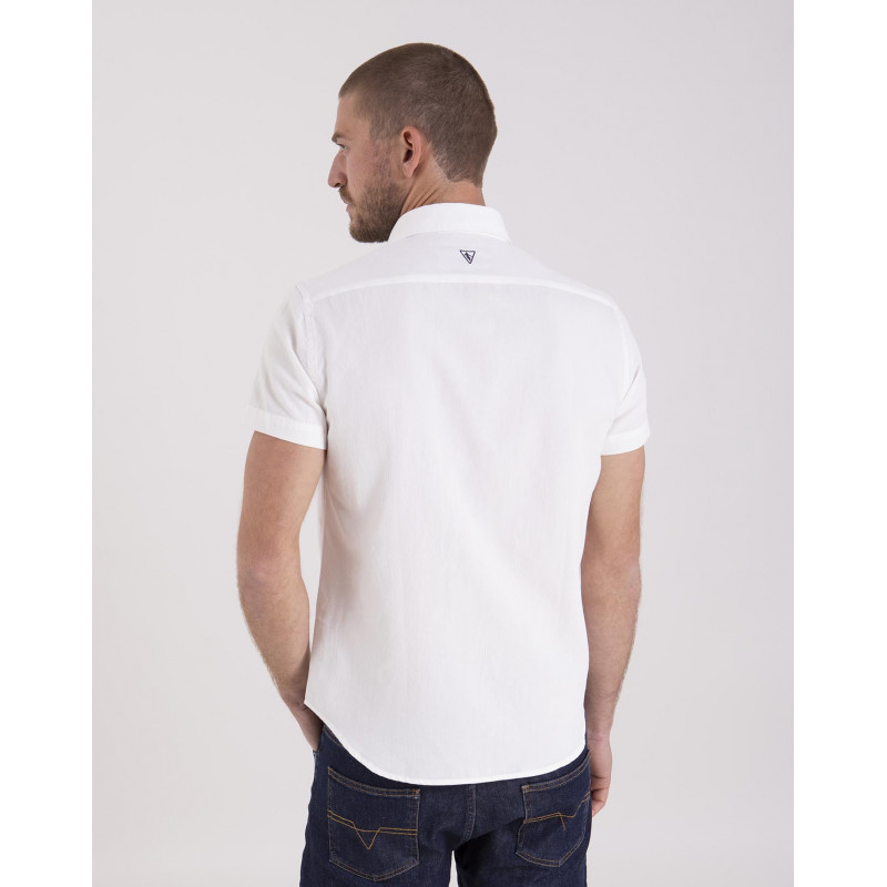 Chemise texturée blanche avec broderie
