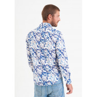 Chemise manches longues en popeline imprimé grosses fleurs