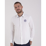 Chemise tissu fantaisie uni et détails contrastés