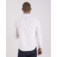 Chemise tissu fantaisie uni et détails contrastés