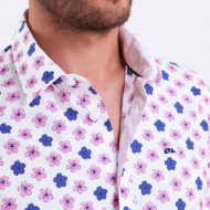 Chemise manches courtes en popline imprimée fleuri