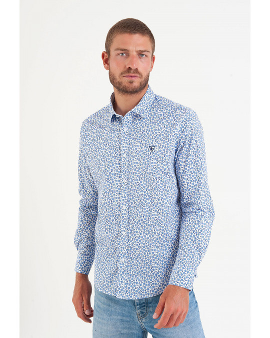 Chemise en popeline imprimé fleurs