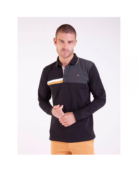 Polo manches longues colorblock