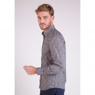 Chemise kaki à imprimé fleuri