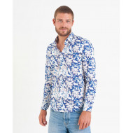 Chemise manches longues en popeline imprimé grosses fleurs