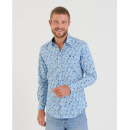 Chemise à imprimé fleuri turquoise