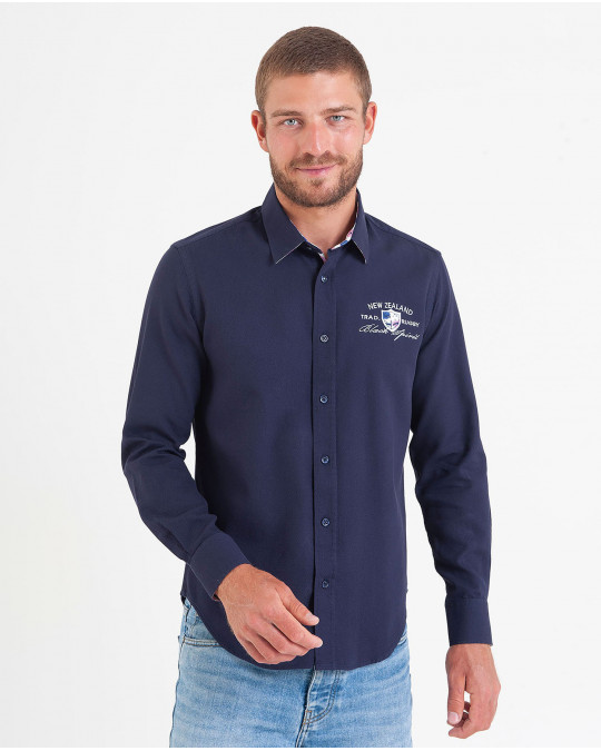 Chemise tissu fantaisie avec détails contrastés