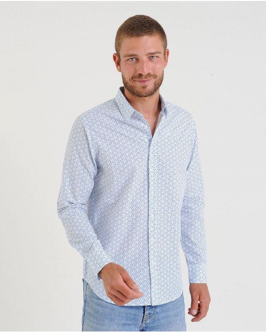 Chemise à imprimé fantaisie bleu