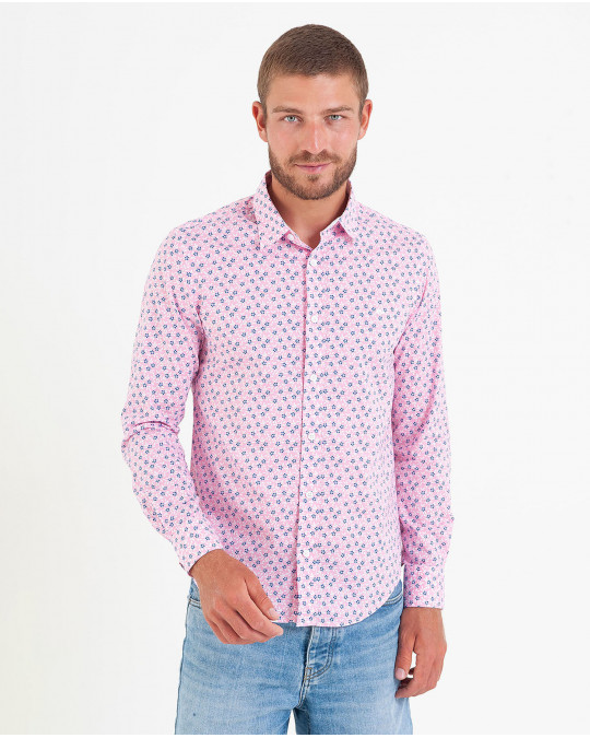 Chemise imprimé fleuri rose