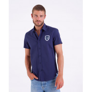 Chemise unie manches courtes avec écusson