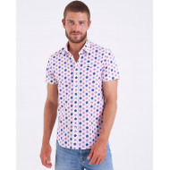 Chemise manches courtes en popline imprimée fleuri