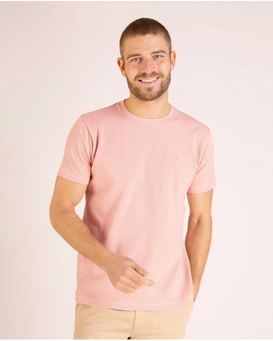T-shirt uni en maille cloquée