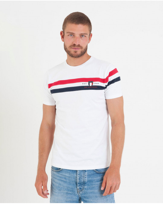 T-shirt avec empiècements poitrine tricolores