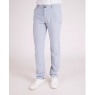 pantalon en coton lin rayé