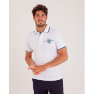 Polo uni col popeline imprimée avec broderies