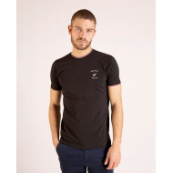 Tee-shirt uni aux bord-côtes tricolores