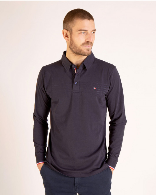 Maillot uni manches longues avec surpiqûres