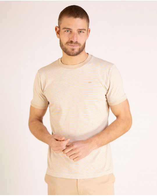 Tee-shirt manches courtes en interlock rayé