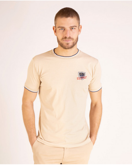 Tee-shirt uni à logo écusson