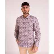 Chemise manches longues fleurie beige