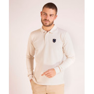 Polo manches longues avec écusson en maille cloquée
