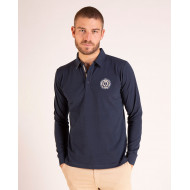 Maillot manches longues uni avec détails en popeline imprimée