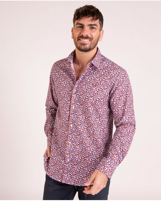 Chemise imprimée à fleurs manches longues