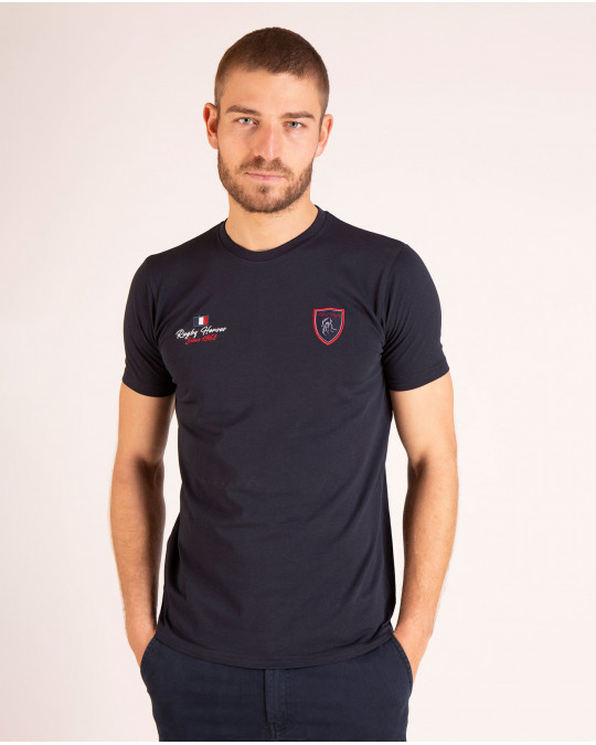Tee-shirt uni à broderies poitrine