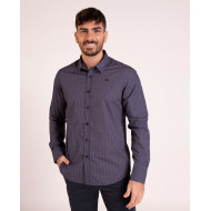 Chemise manches longues à mini motifs bleu marine