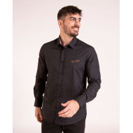 Chemise manches longues à mini motifs noir