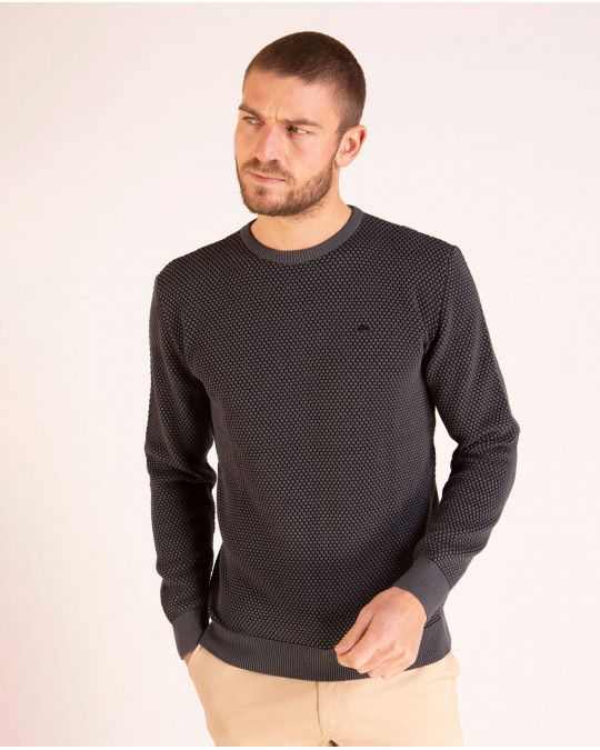 Pull uni maille fantaisie