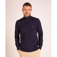Pull à col montant zippé bleu marine