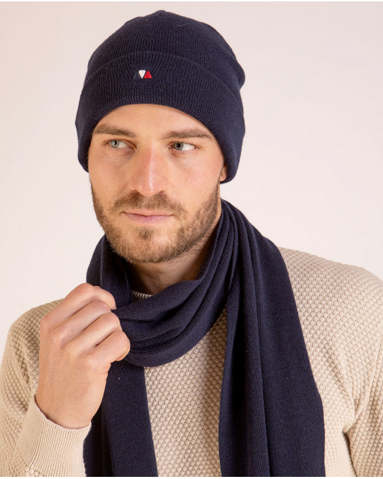 Bonnet bleu marine avec bandes tricolores