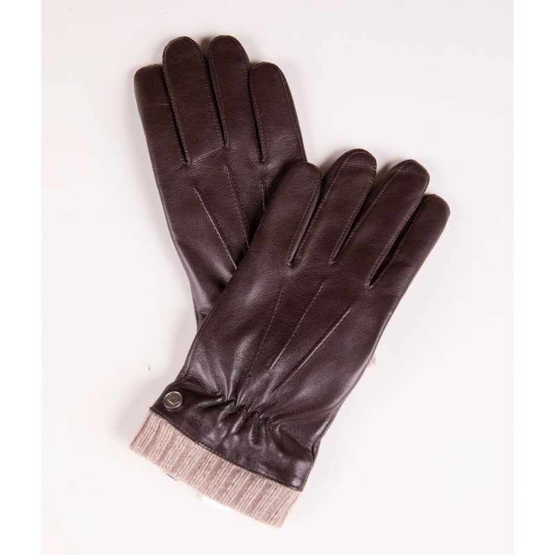 Gants en cuir doublure polaire marron
