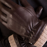 Gants en cuir doublure polaire marron
