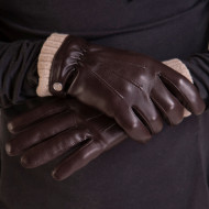 Gants en cuir doublure polaire marron