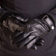 Gants noir en cuir avec doublure en laine