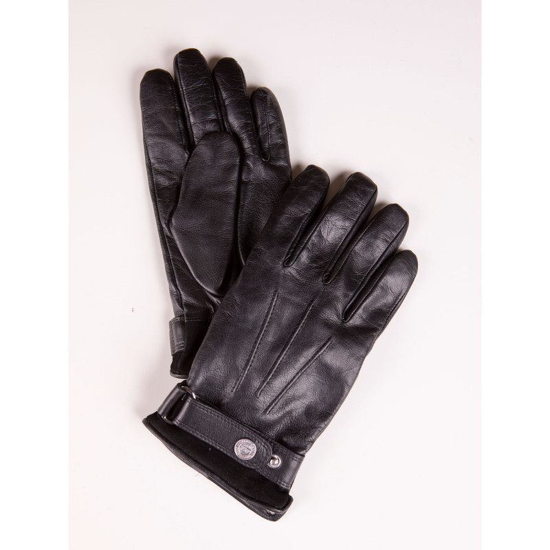 Gants noir en cuir avec doublure en laine