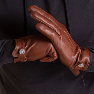 Gants marron en cuir avec doublure polaire