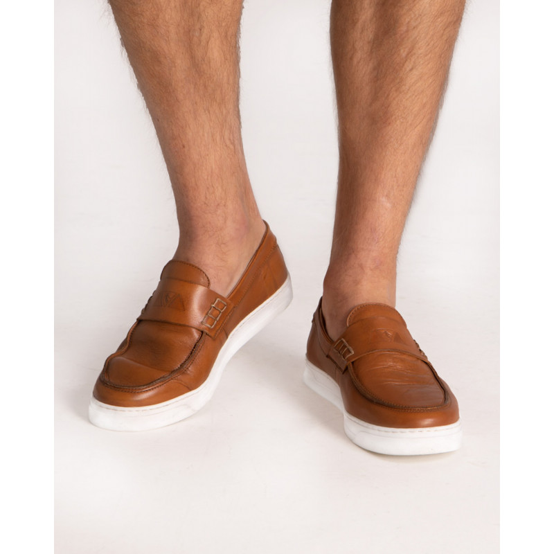 Mocassins en cuir camel