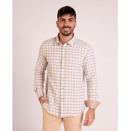 Chemise manches longues à carreaux beige