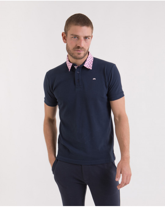 Polo uni en maille cloquée fantaisie