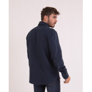 Chemise manches longues texturée bleu marine