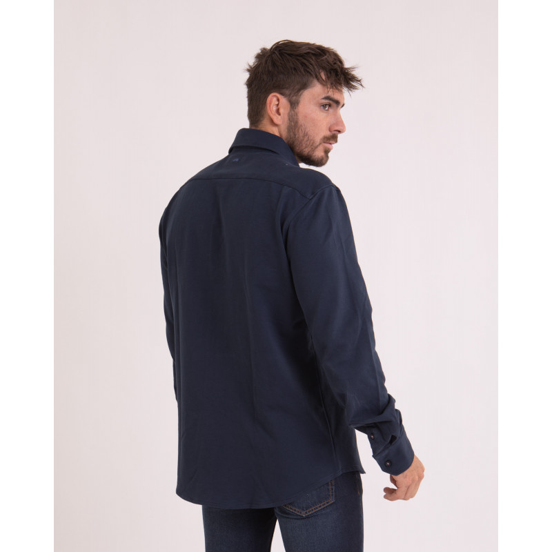 Chemise manches longues texturée bleu marine